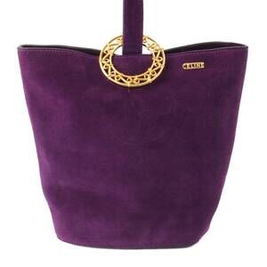 Celine Circle Logo Plate Suede Shoulder Bag Purple